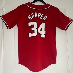 Bryce Harper Washington Nationals Majestic Jersey Boys Large Red MLB